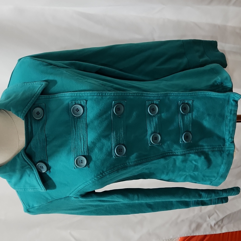Teal Double Breasted Stretch Jacket - image 3